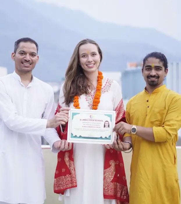 Students taking part in yoga training and study