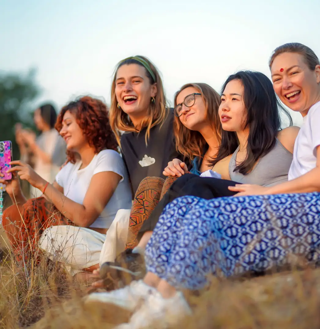 Students spending time at 8 Limbs Yoga School in Upper Tapovan, Rishikesh