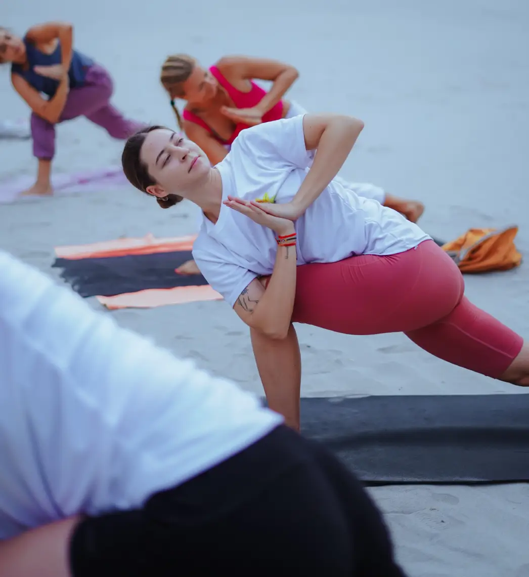 Yoga students practising at 8 Limbs Yoga School in Rishikesh